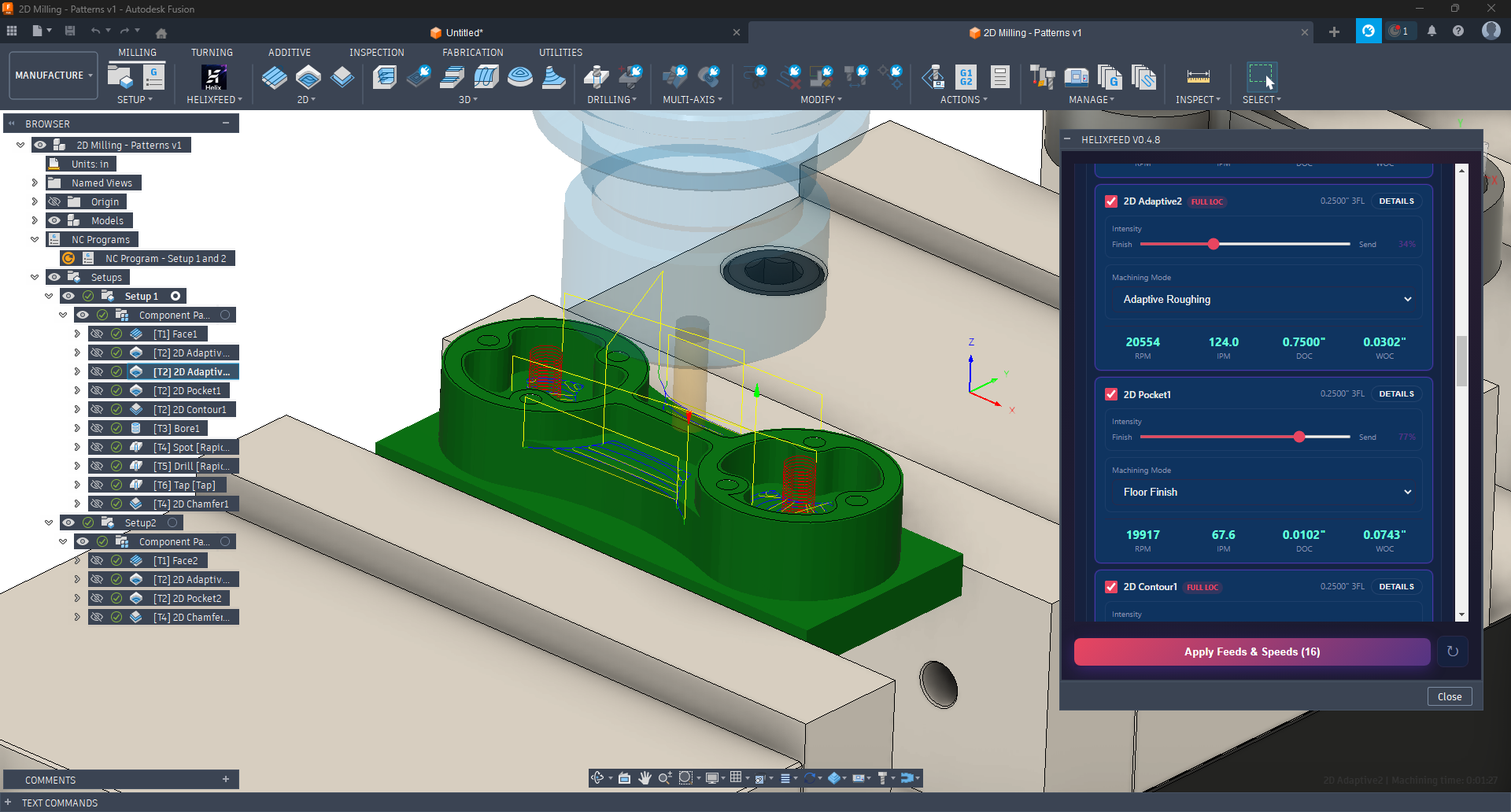 Mixed operation types with different machining modes
